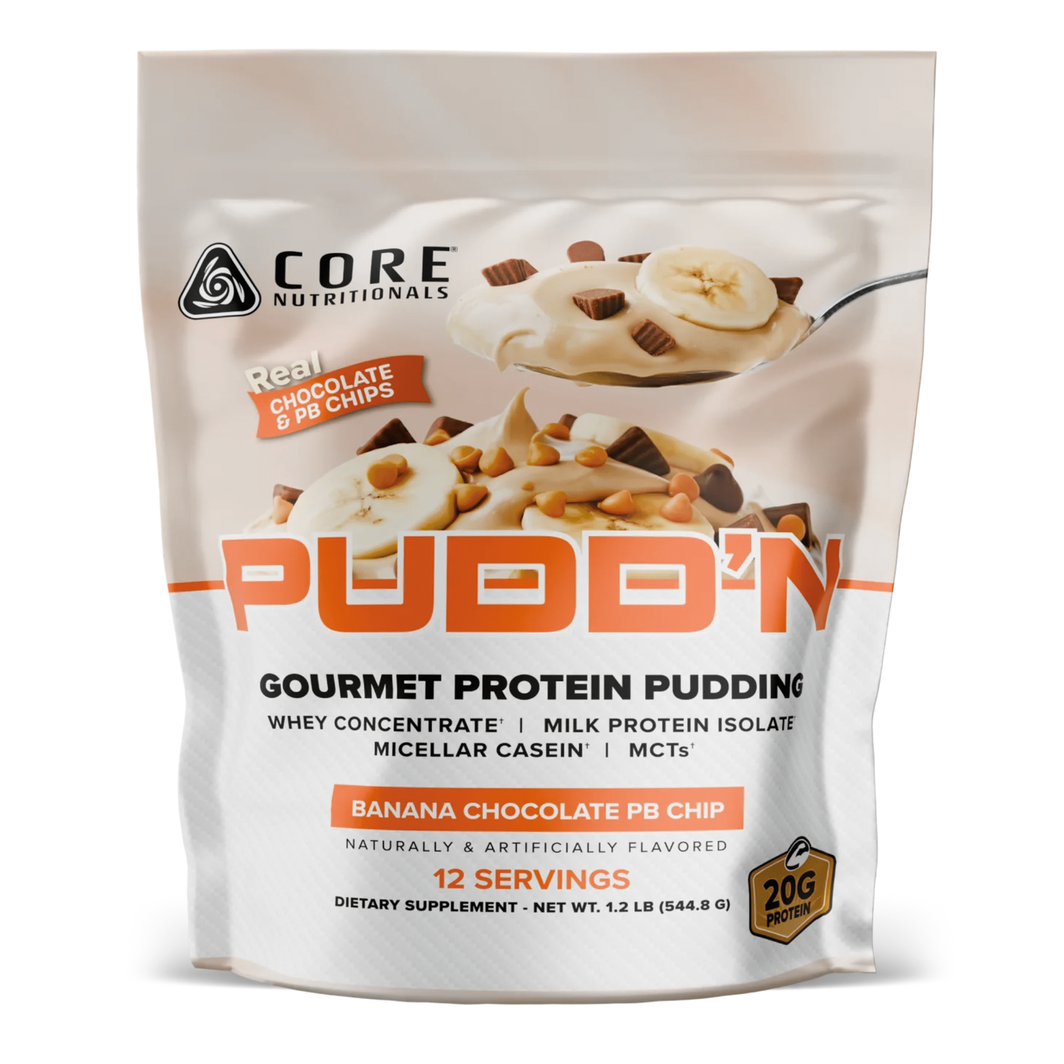 Core Nutritionals PUDD'N protein powder, Banana Chocolate PB Chip flavor