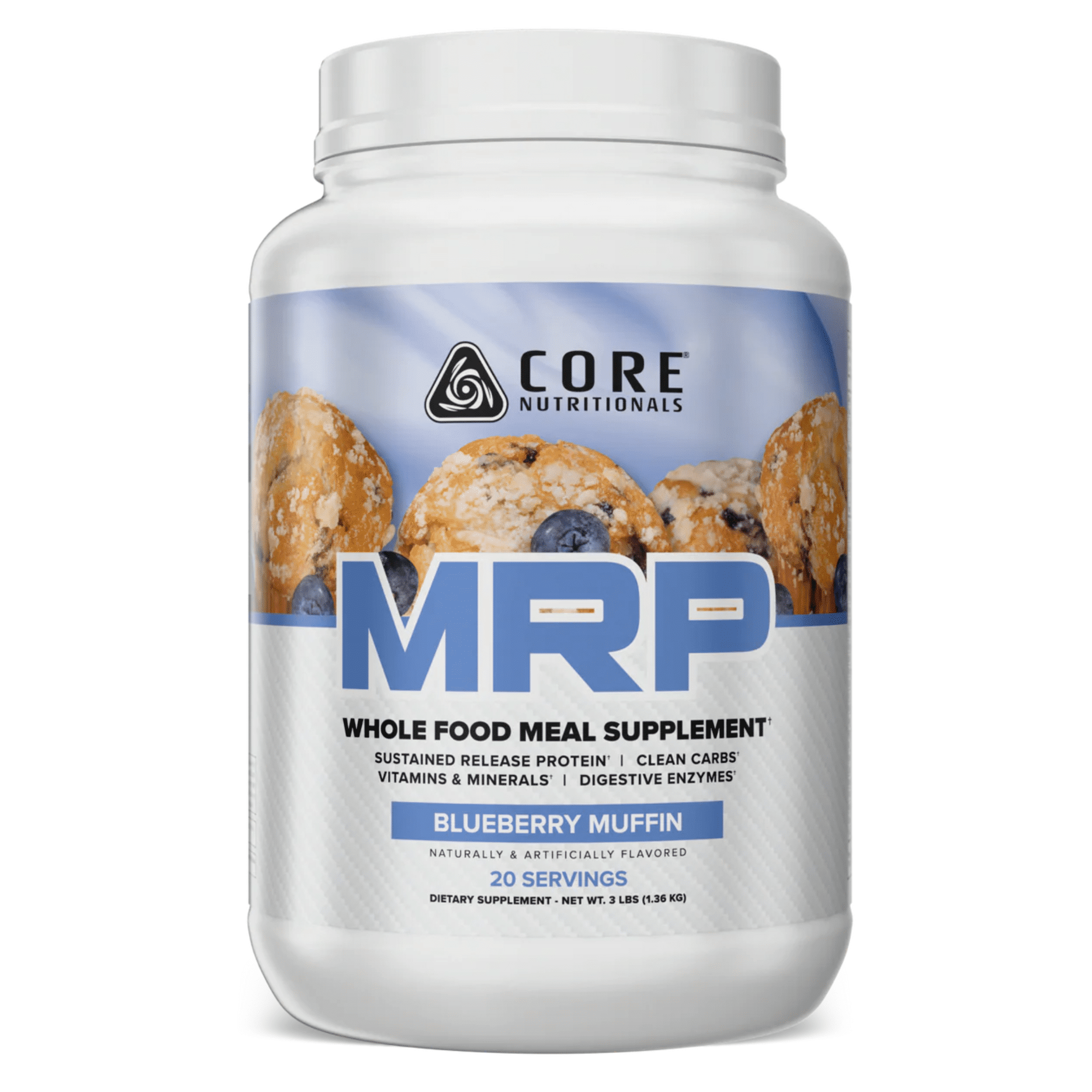 Core Nutritionals MRP mass gainer powder, 20sv size, Blueberry Crumb Cake flavor