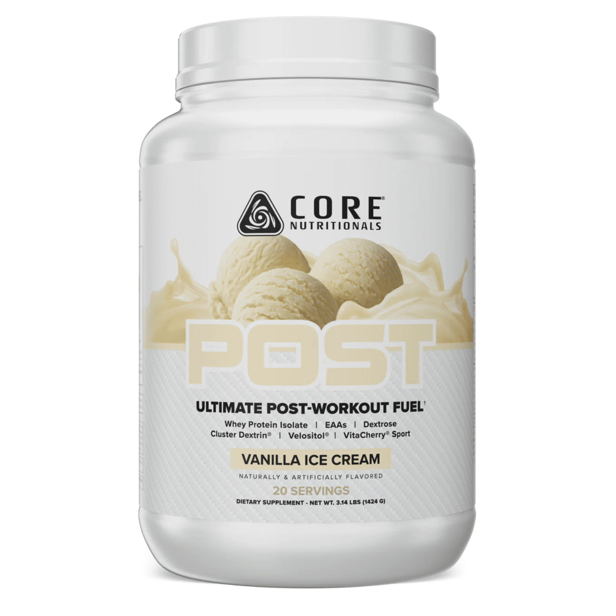 Core Nutritionals POST supplement, 20sv size, Vanilla Ice Cream flavor