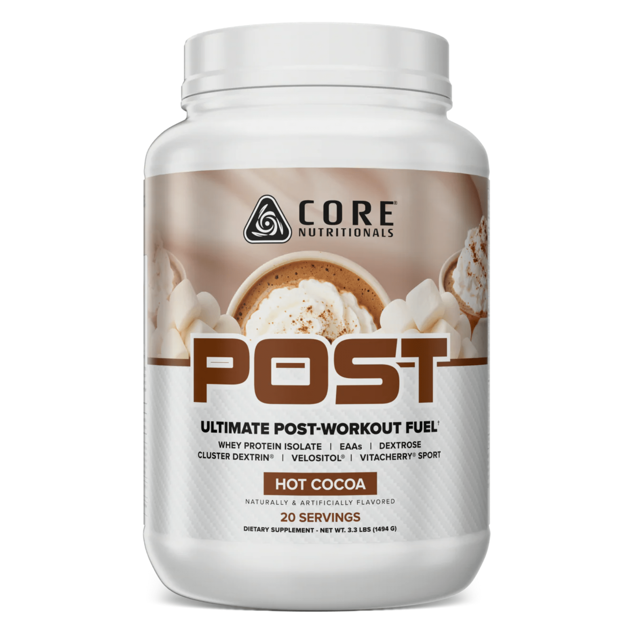 Core Nutritionals POST supplement, 20sv size, Hot Cocoa flavor