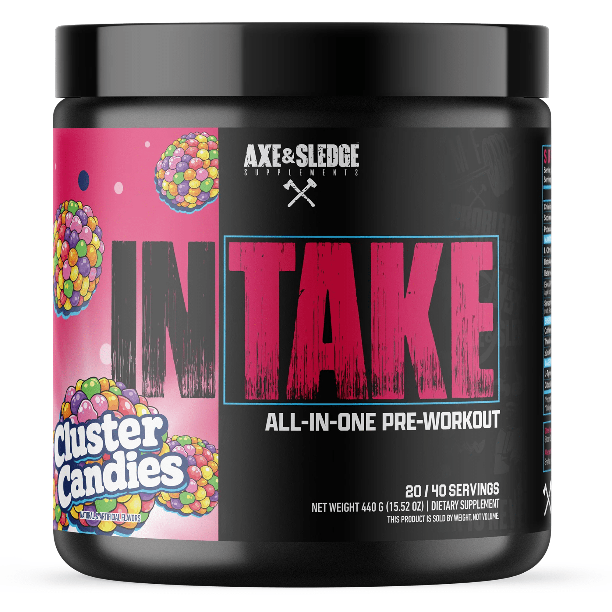 Axe & Sledge Intake Pre Workout, Cluster Candies flavor