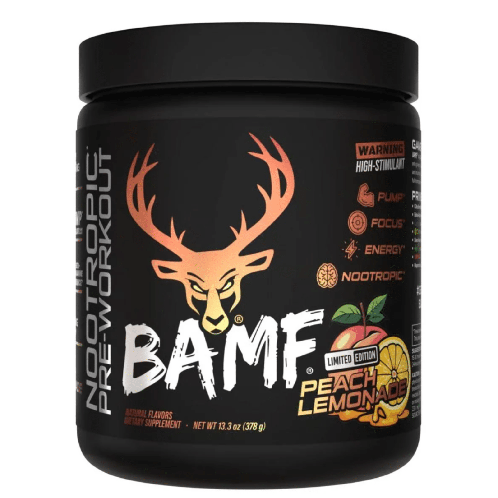 Das Labs BAMF pre-workout powder, 30sv size, Peach Lemonade flavor