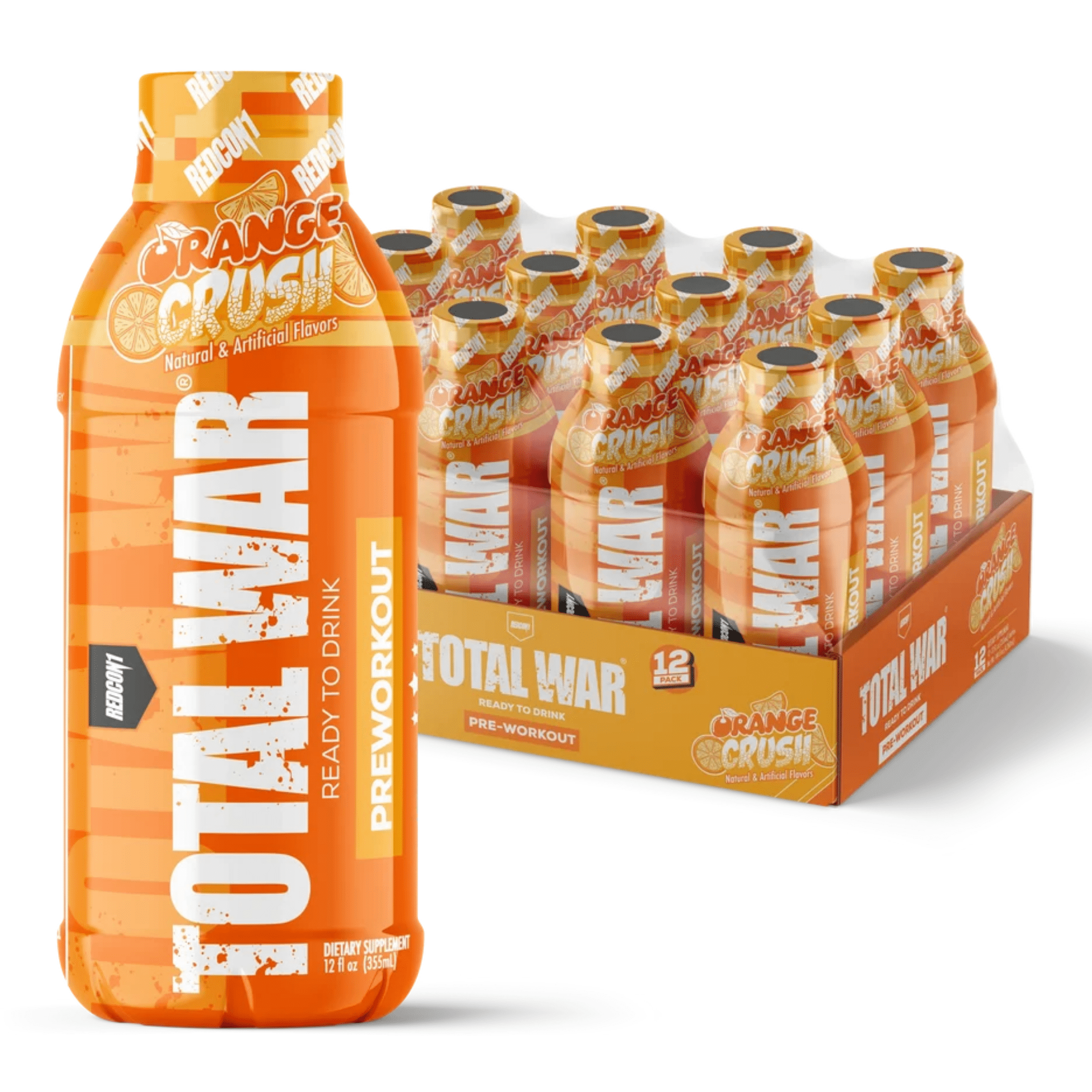 Total War RTD pre-workout powder, 12ct size, Orange flavor