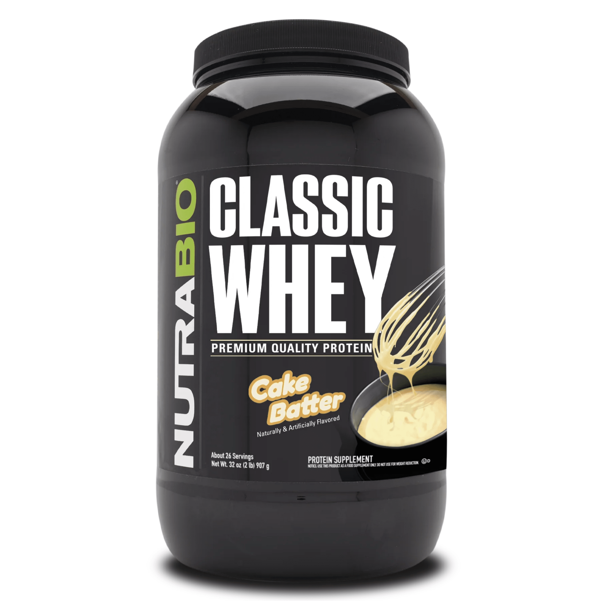 NutraBio Classic Whey Protein — 25g WPC80 Whey Protein Concentrate
