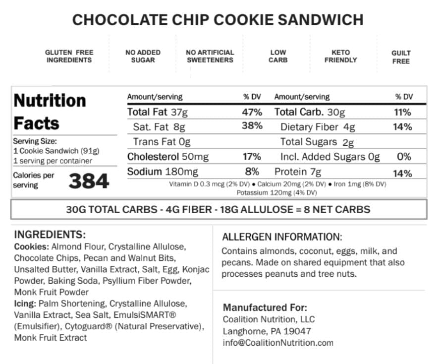 Fresh Baked Protein Cookie Sandwich - Chocolate Chip