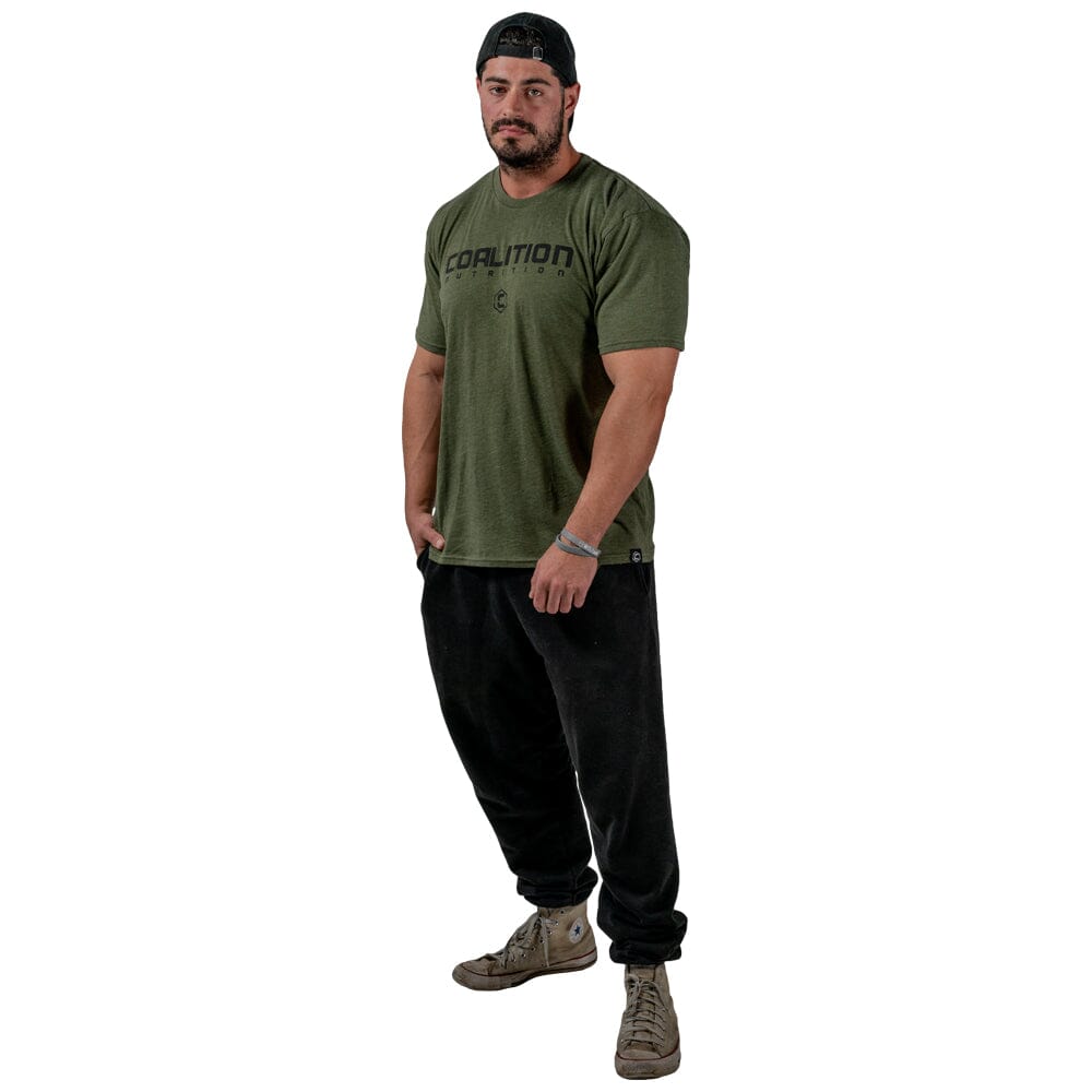 front Coalition Nutrition Premium Black Logo Tee - Army
