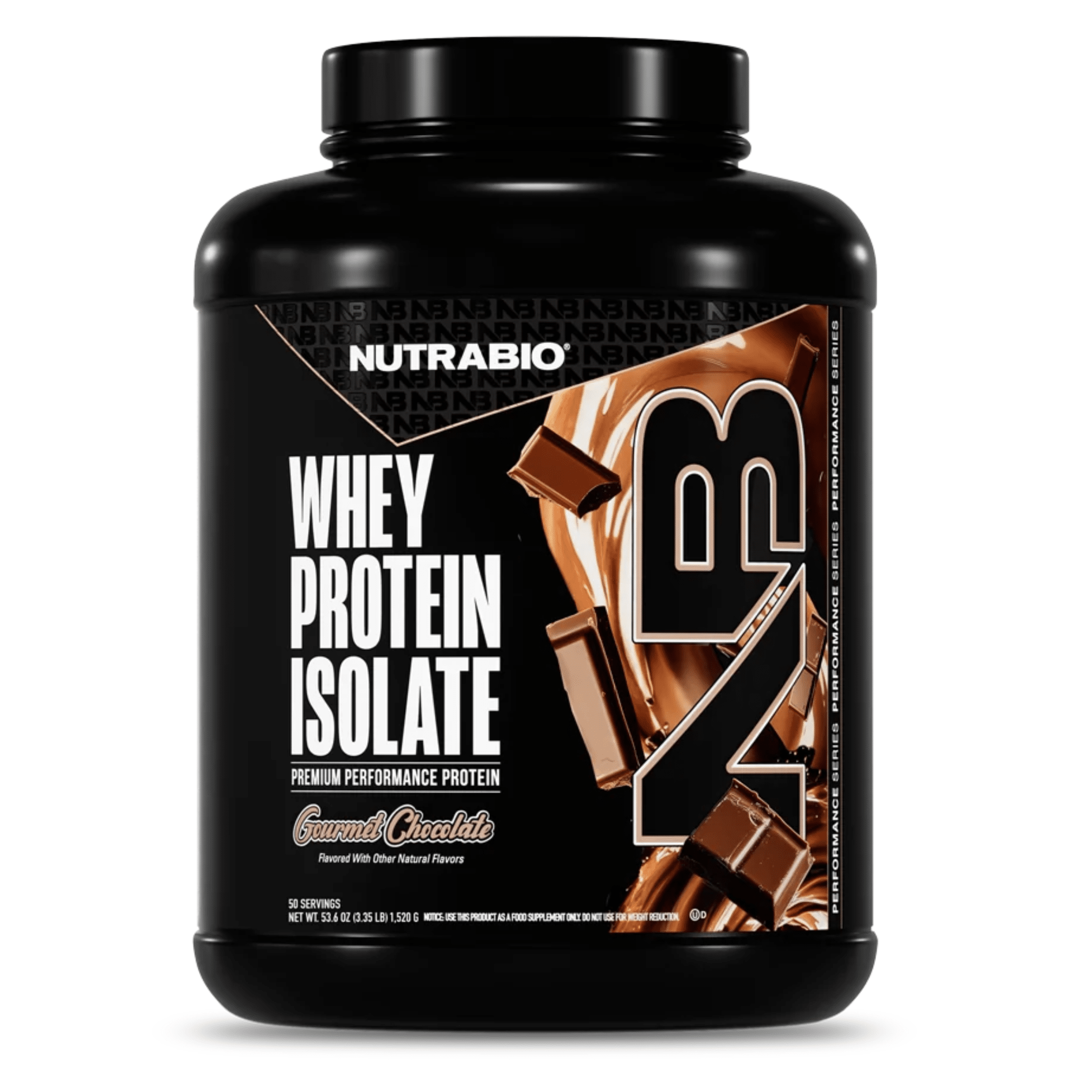 Nutra Bio 100% Whey Isolate protein powder, 50sv size, Dutch Chocolate flavor
