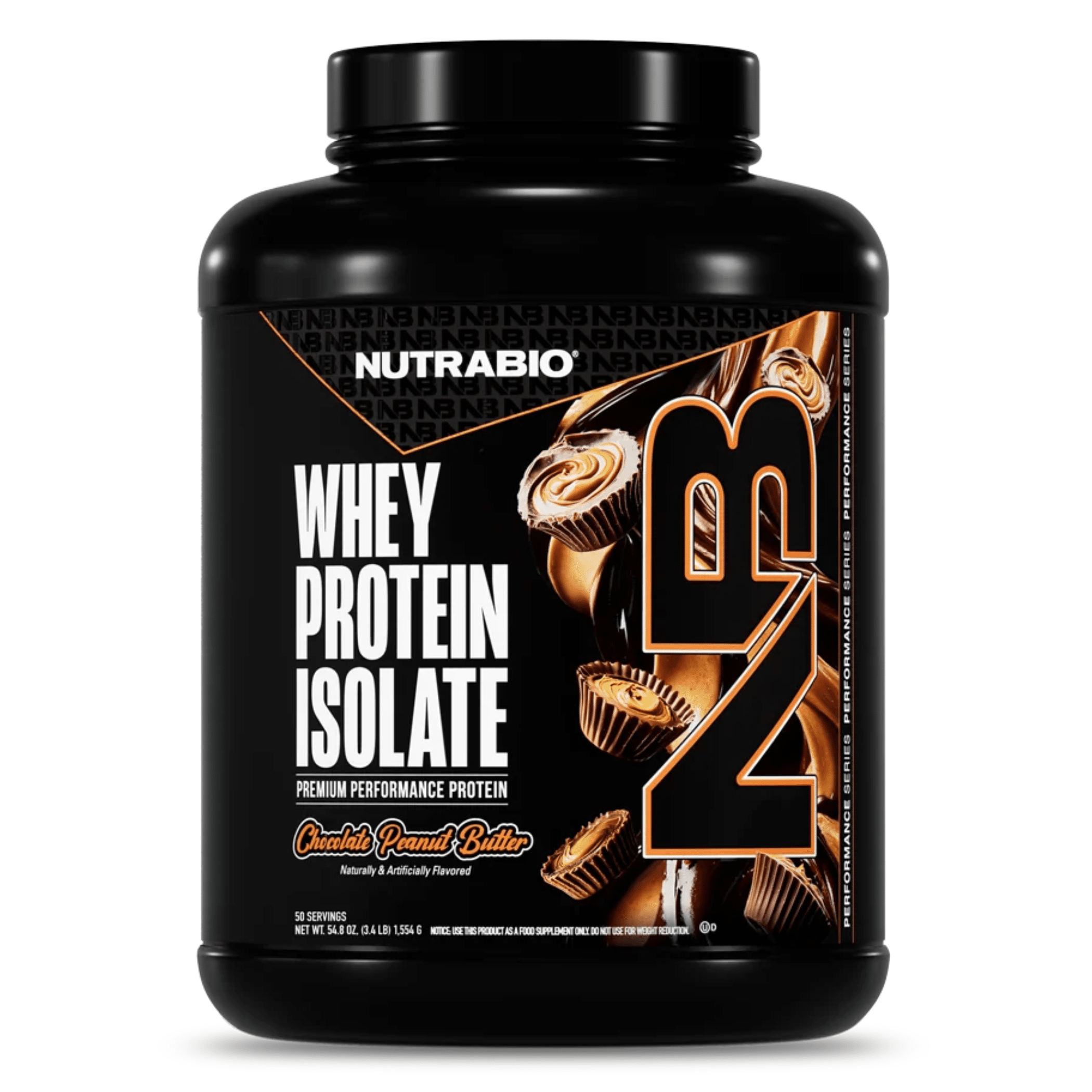 Nutra Bio 100% Whey Isolate protein powder, 50sv size, Chocolate Peanut Butter flavor