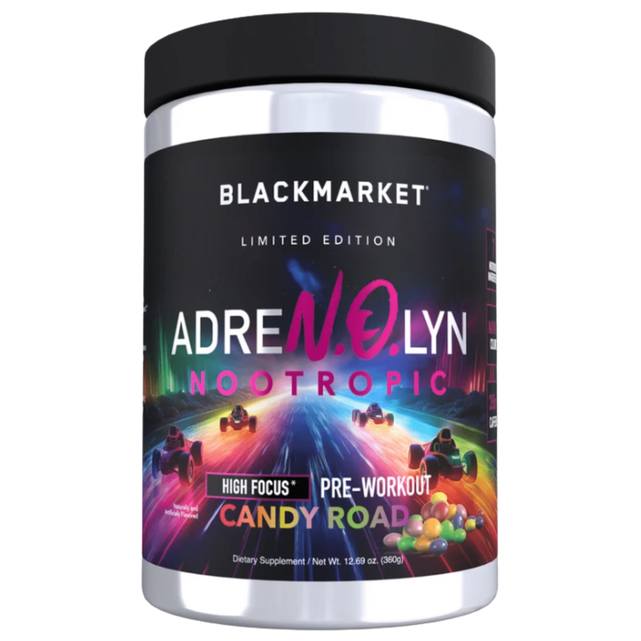 Black Market AdreNOlyn Nootropic pre-workout powder, Candy Dust - Limited Edition flavor