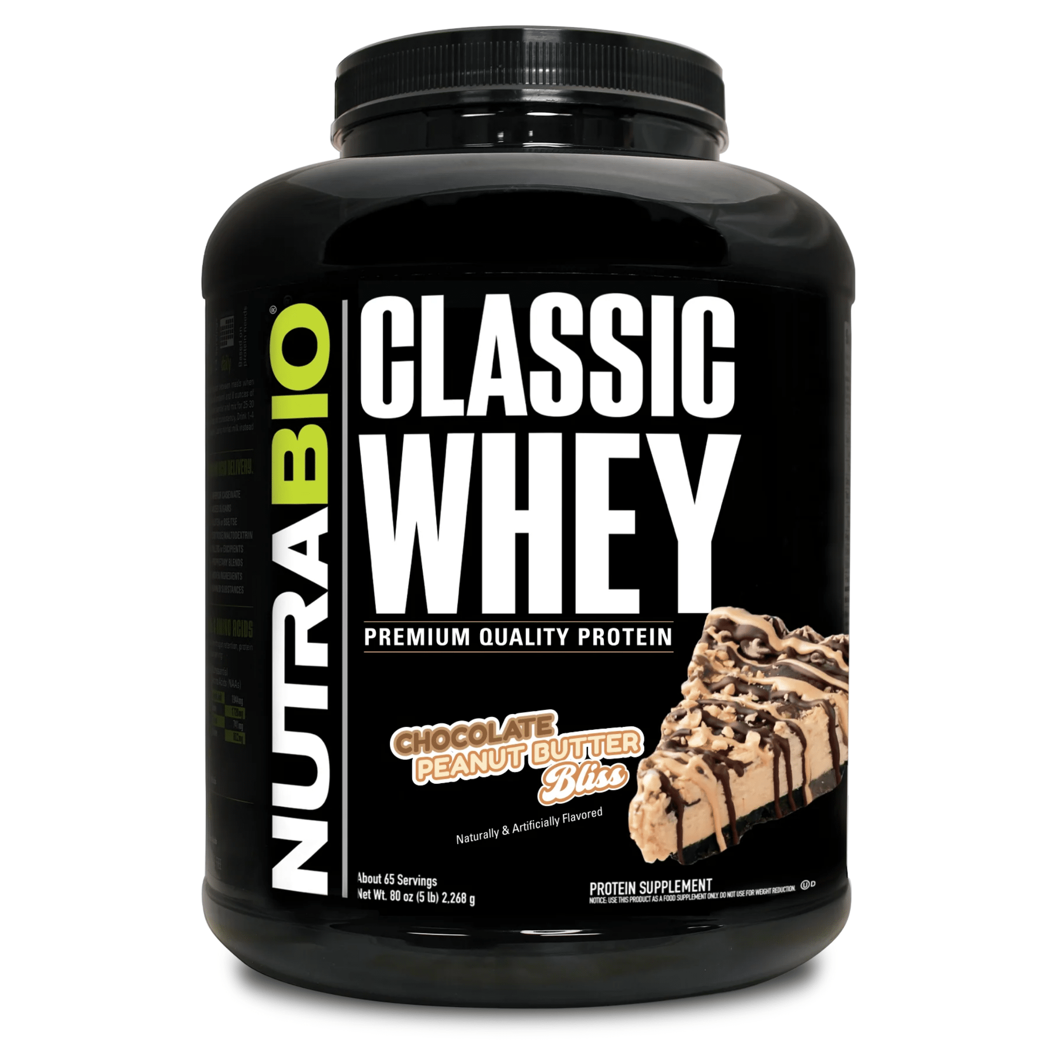 NutraBio Classic Whey Protein — 25g WPC80 Whey Protein Concentrate