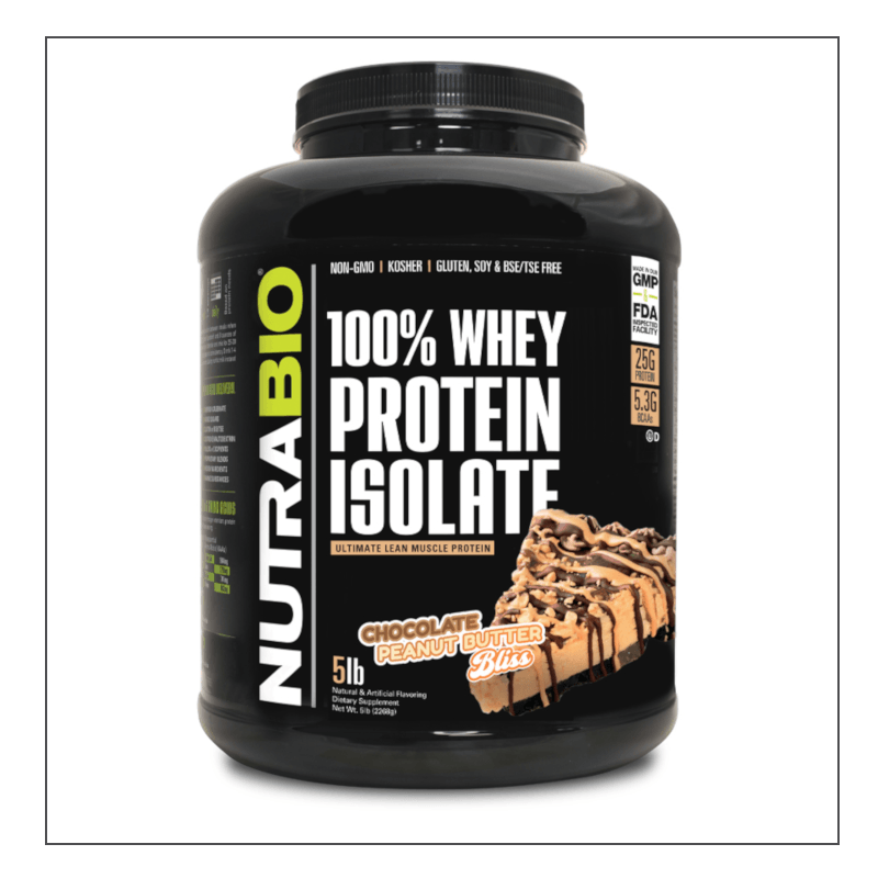 Chocolate Peanut Butter Bliss 5lb. Nutra Bio 100% Whey Isolate Coalition Nutrition